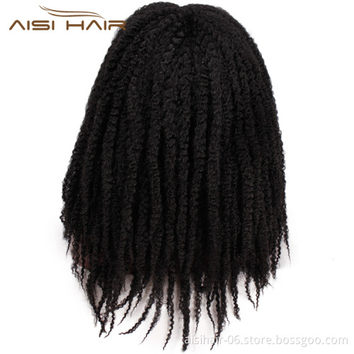 Aisi Hair Synthetic Afro Kinky Curly Hair Braids Dreadlock Marley Braiding Hair Wig Black Ombre Brown for Women